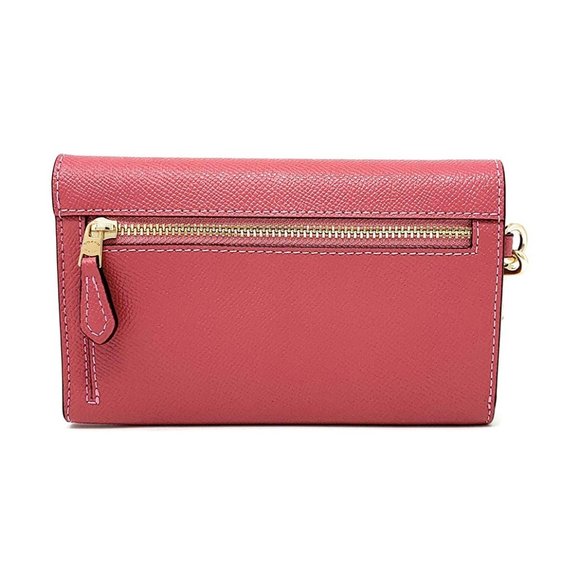 Coach Women's Flap Phone Wristlet Wallet in Crossgrain Leather - Strawberry - Picture 2 of 4